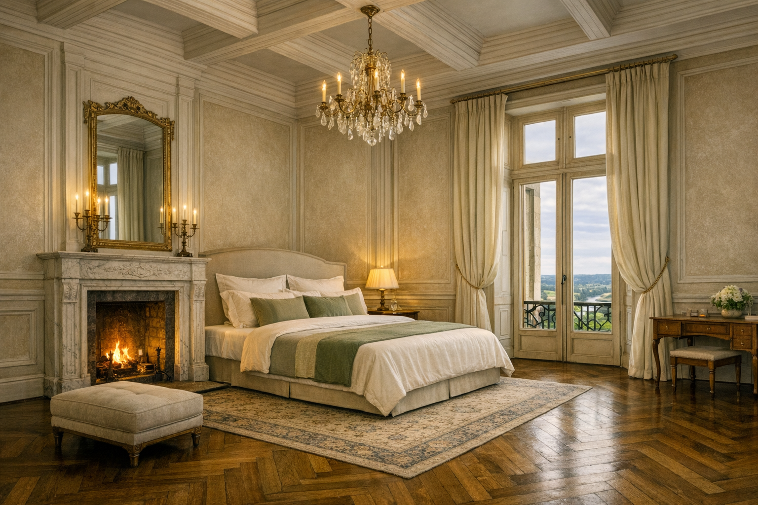 Suite Prestige — vue sur la façade du château